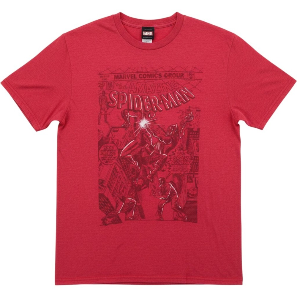 Marvel Spider-Man Shirt Comic Cover 2012 Graphic Tee Red Heather Mad Engine